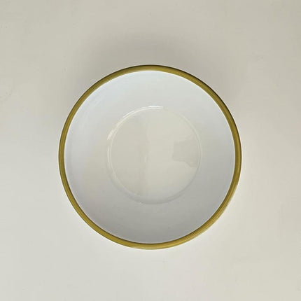 Enamel Bowl 26 cm White Cord Yellow
