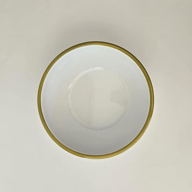 Enamel Bowl 26 cm White Cord Yellow