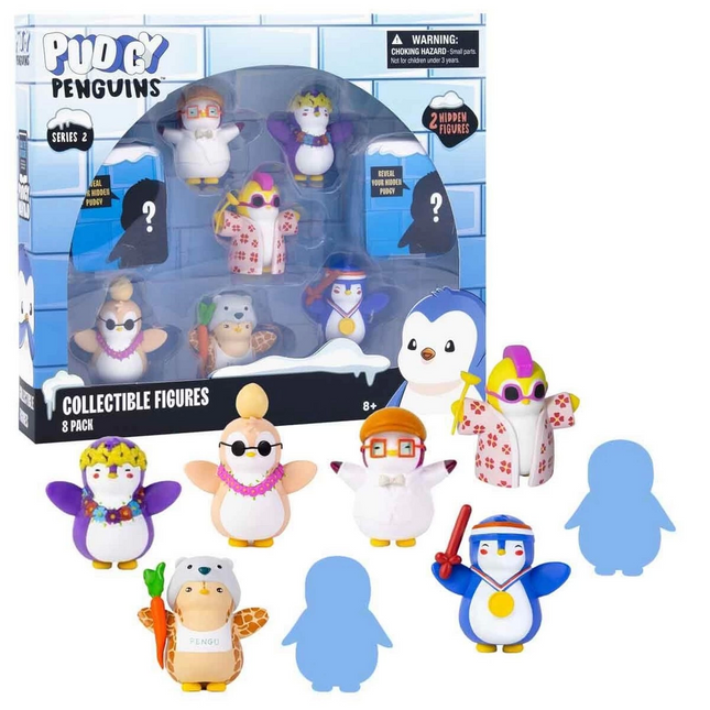 Pudgy Penguins 8-Piece Figure Set S2 Penguin Holding Flag Set