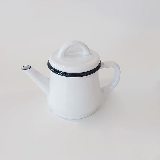 Enamel Teapot White Cord Black 500 ml