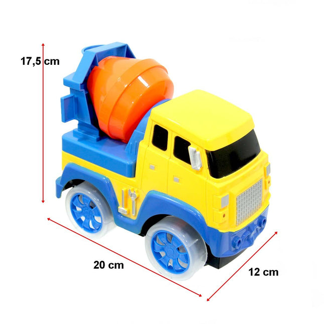 Battery-Operated Concrete Mixer with Lights and Music