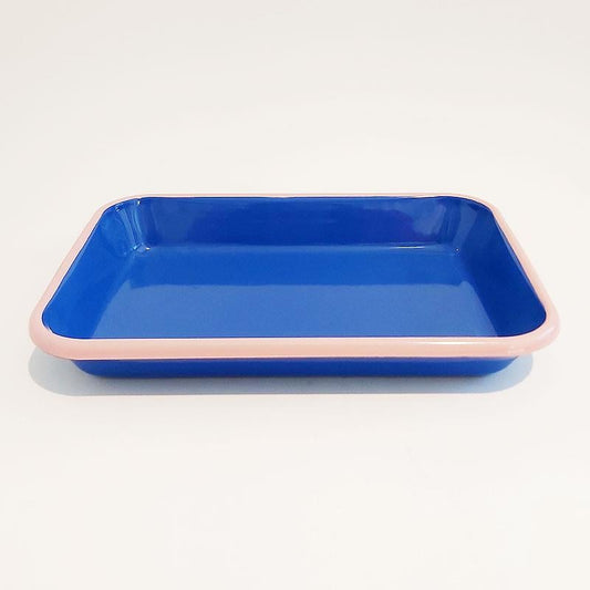 Enamel Appetizer Plate Cobalt Pink 27 x 19 cm