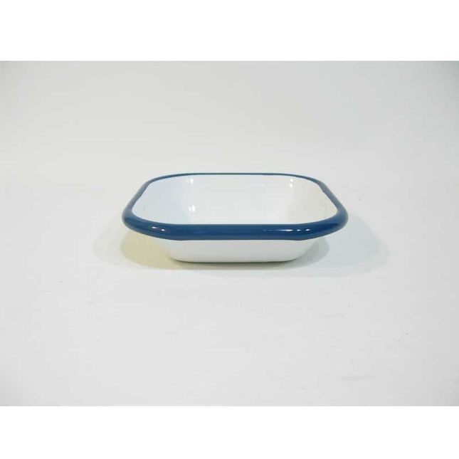 Enamel Square Mini Appetizer Plate Petrol Green 11 cm