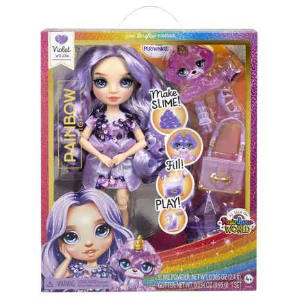 Rainbow High Violet Glitter Slime and Pet Series Doll