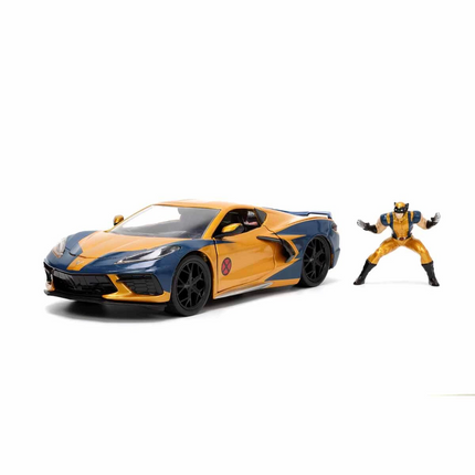 1:24 2020 Chevrolet Corvette Stingray Model Car and Wolverine Figure