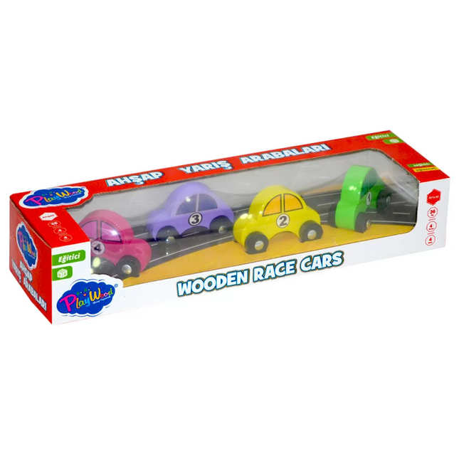 Playwood Wooden Race Car 4-Pack