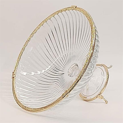 Emayra Cam Ayaklı Altın Detaylı Salata Kasesi - 30 Cm