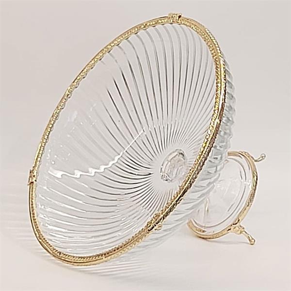 Emayra Cam Ayaklı Altın Detaylı Salata Kasesi - 30 Cm