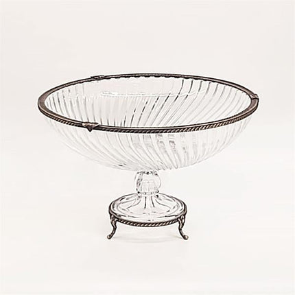 Emayra Cam Ayaklı Antik Detaylı Salata Kasesi - 30 Cm