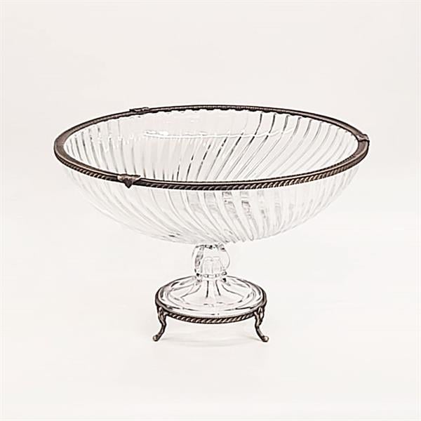 Emayra Cam Ayaklı Antik Detaylı Salata Kasesi - 30 Cm