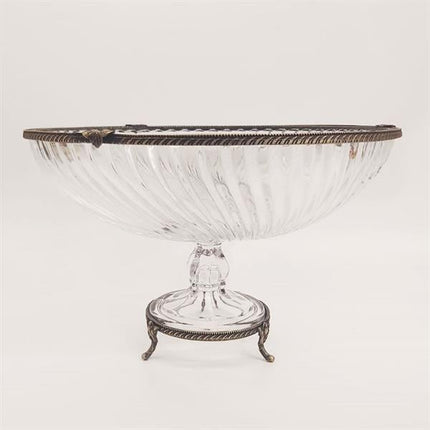 Emayra Cam Ayaklı Antik Detaylı Salata Kasesi - 30 Cm