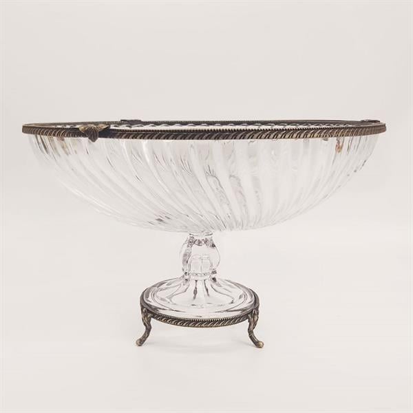 Emayra Cam Ayaklı Antik Detaylı Salata Kasesi - 30 Cm