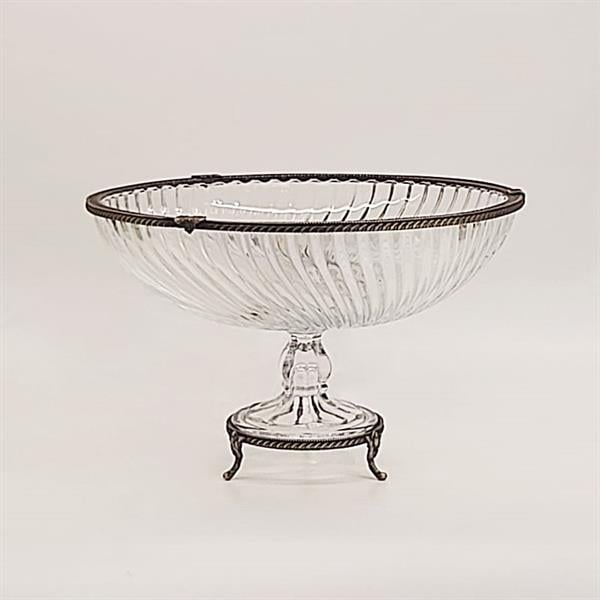 Emayra Cam Ayaklı Antik Detaylı Salata Kasesi - 30 Cm