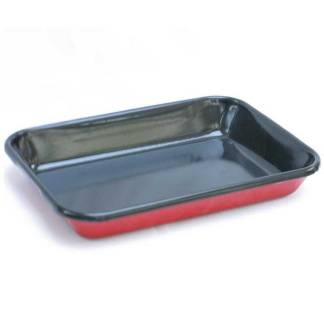 Enamel Appetizer Plate Red Black 26 cm