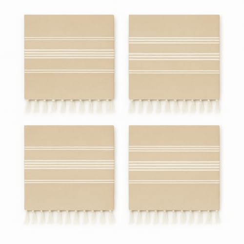 HAVLULAND Turkish Beach Towels Oversized -100% Turkish Cotton Super Soft Lightweight - Absorbent and Quick Drying Bath Towel - Sand Free Beach Towel - Turkish Towels for Adults (Beige, 6 Pack)