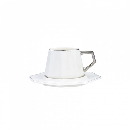 KARACA Zeher Turkish Coffee Cup Set for 6 People - 12 Piece Cups with Saucers - Small Porcelain Espresso Set - Ideal for Serving Greek, Arabic Coffee (3 fl oz)
