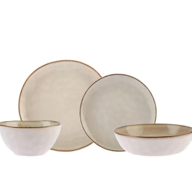 Karaca Aria Reactive Tableware Set for 6 People, 24 Pieces, Beige, Dining Tableware, Unique in The Foreground, Natural Colours, Cleanable and Durable