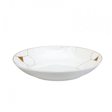 Karaca Blue Gem Bone China Dinner Service Set for 6 People - 24-Piece Dinnerware Set with Plate and Bowl Set, Round Dinnerware Set, Black, White &amp; Gold Dinner Set