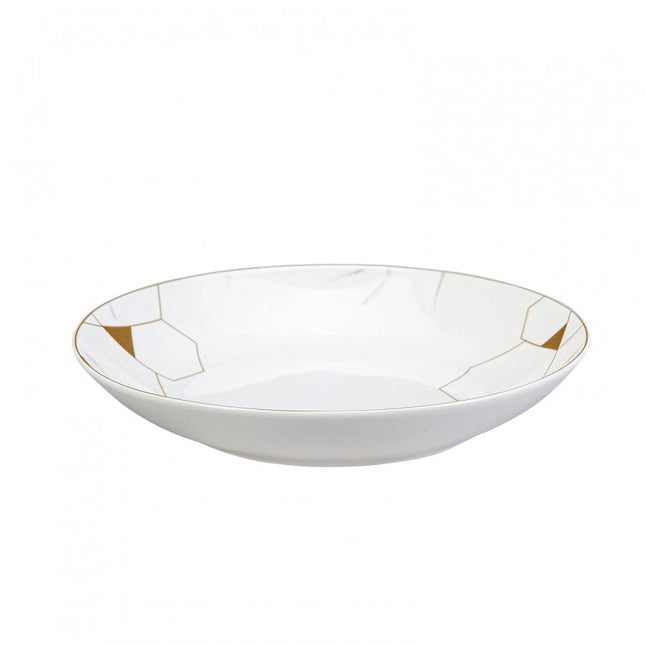 Karaca Blue Gem Bone China Dinner Service Set for 6 People - 24-Piece Dinnerware Set with Plate and Bowl Set, Round Dinnerware Set, Black, White &amp; Gold Dinner Set