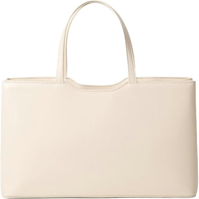 Base'ic Women's Vegan Leather Square Tote – Minimalist Urban Shoulder Bag with Magnetic Closure, Chic Work &amp; Daily Purse (Beige)