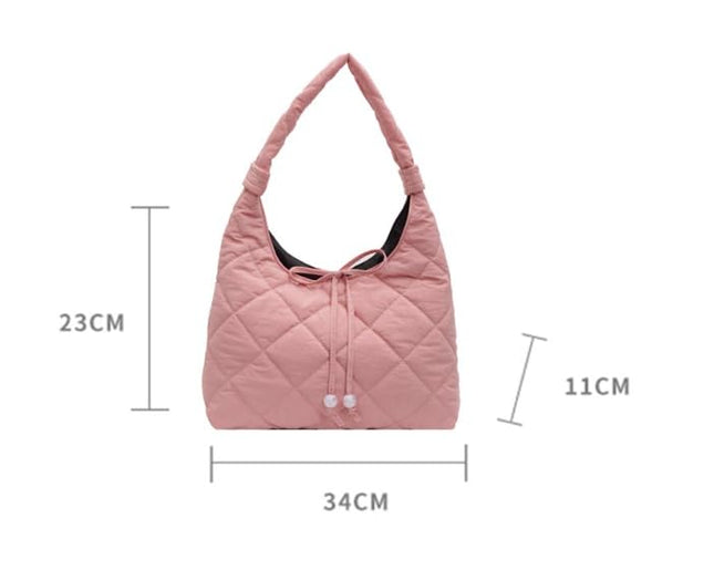 Base'ic Puffer Bag for Women – Quilted Tote Shoulder Purse, Lightweight Large Capacity Crossbody Bag for Casual Daily Use (Pink)