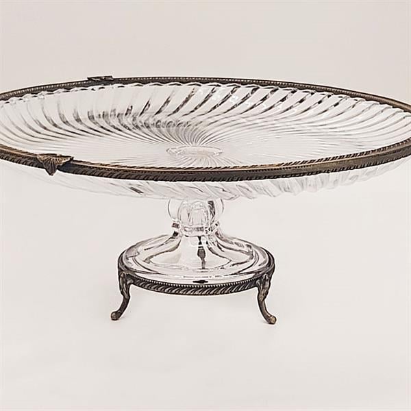 Emayra Cam Ayaklı Antik Detaylı Pasta Tabağı - 32 Cm