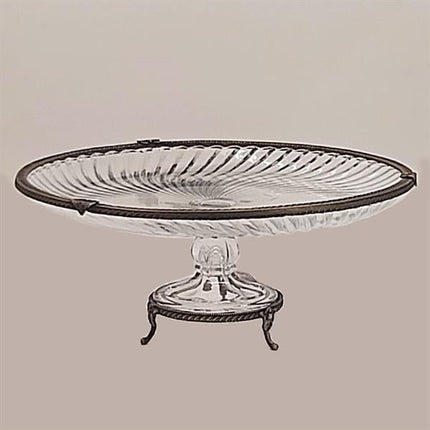 Emayra Cam Ayaklı Antik Detaylı Pasta Tabağı - 32 Cm