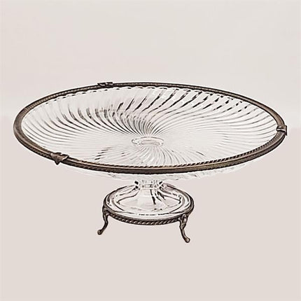 Emayra Cam Ayaklı Antik Detaylı Pasta Tabağı - 32 Cm