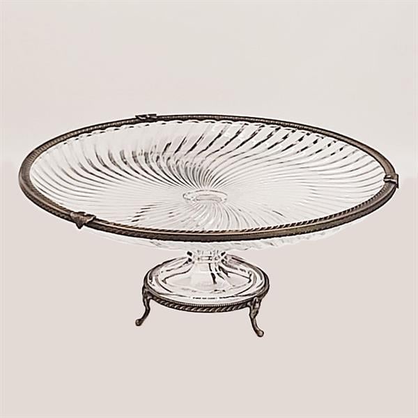 Emayra Cam Ayaklı Antik Detaylı Pasta Tabağı - 32 Cm