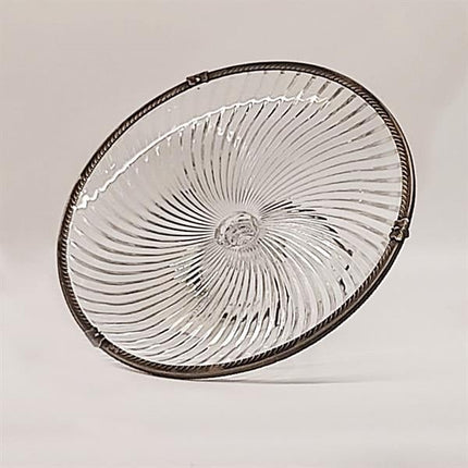 Emayra Cam Ayaklı Antik Detaylı Pasta Tabağı - 32 Cm