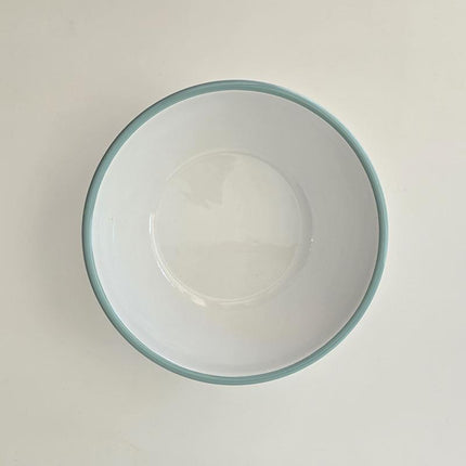 Enamel Bowl 26 cm White Cord Light Blue