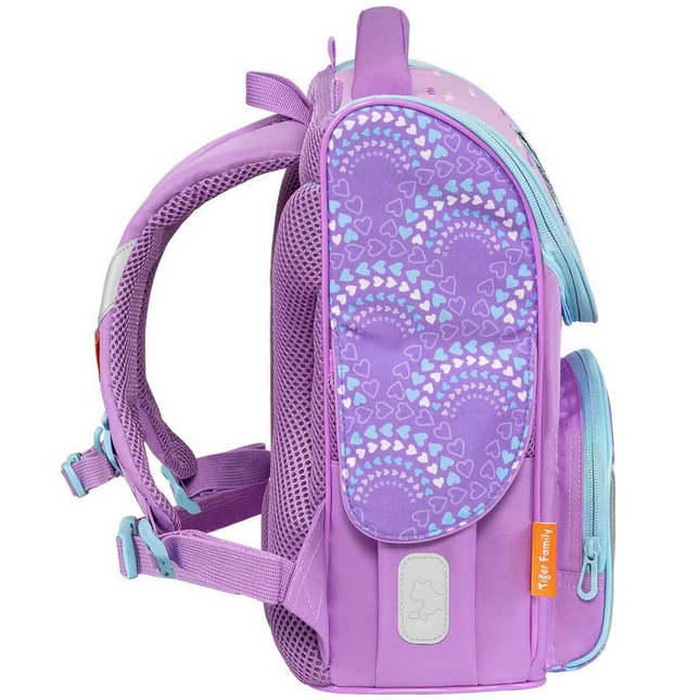 Purple School Bag with Seashell Pattern