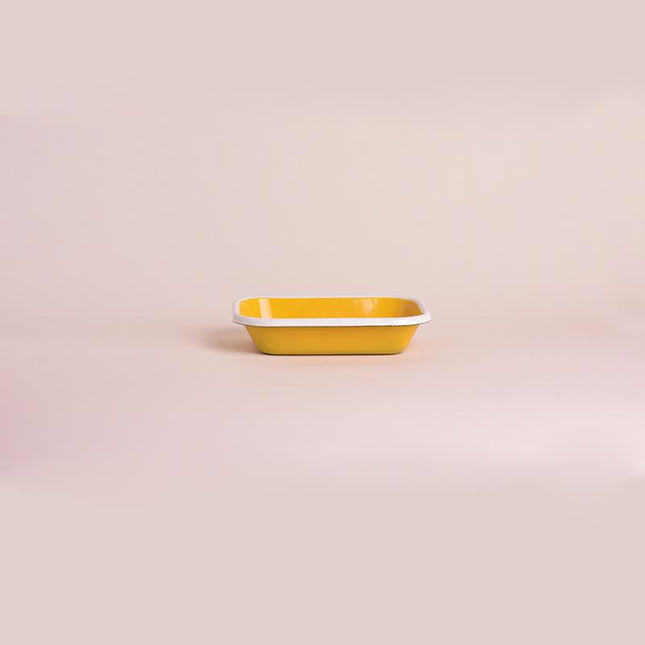Enamel 16x11 cm Appetizer Plate Yellow-Cord White