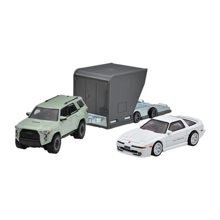 Hot Wheels Premium Team Transport 18 Toyota 4Runner &amp; Toyota Supra w/Open Trailer HRV37