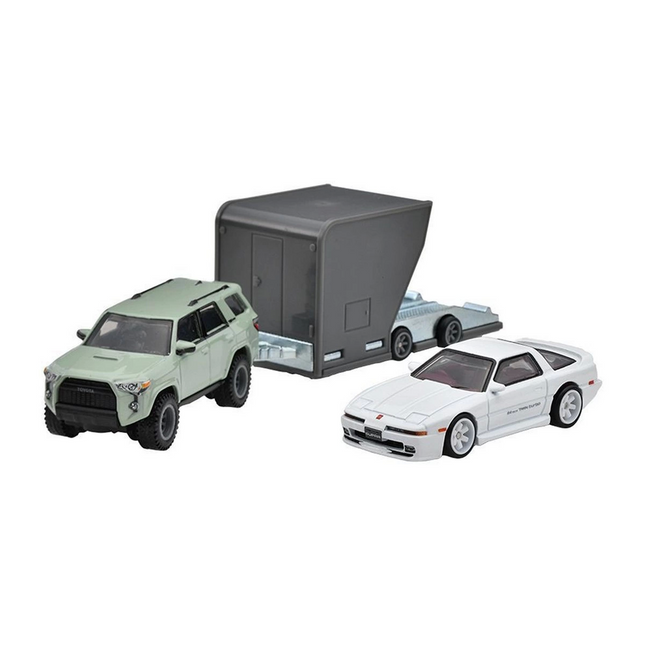 Hot Wheels Premium Team Transport 18 Toyota 4Runner &amp; Toyota Supra w/Open Trailer HRV37