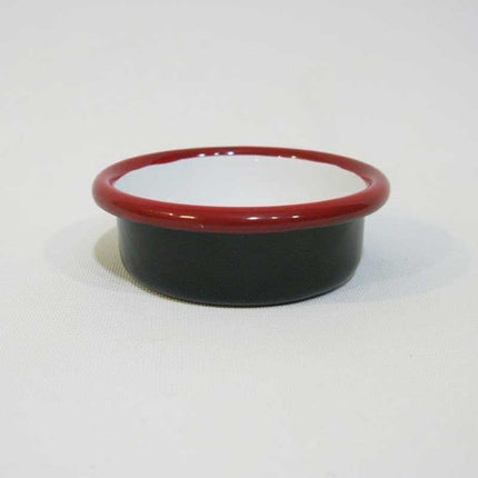 Enamel Jam and Sauce Bowl Black Red