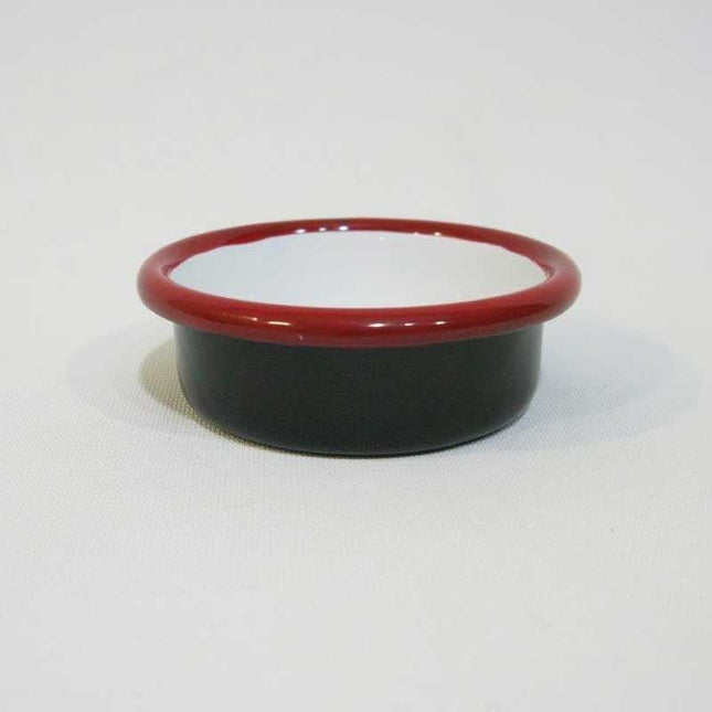 Enamel Jam and Sauce Bowl Black Red