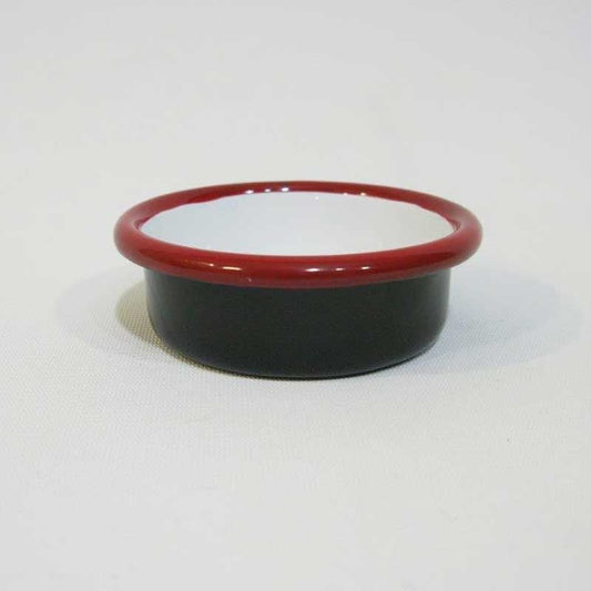 Enamel Jam and Sauce Bowl Black Red