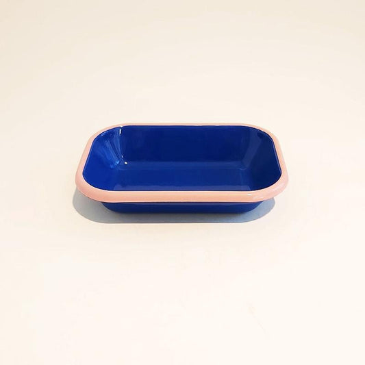 Enamel Appetizer Plate Cobalt Pink 17 x 12 cm