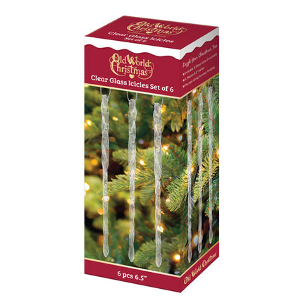 Clear Glass Icicles Set Of 6 Ornaments