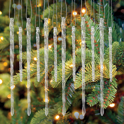 Clear Glass Icicles Set Of 24 Ornaments