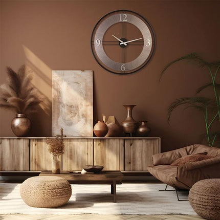 REGAL Modern Ferforje Gümüş Duvar Saati 62 Cm | Sessiz Mekanizma | 3616 BS