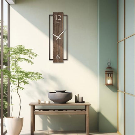 Ultima Dikey Ahşap Duvar Saati | Sessiz Mekanizma