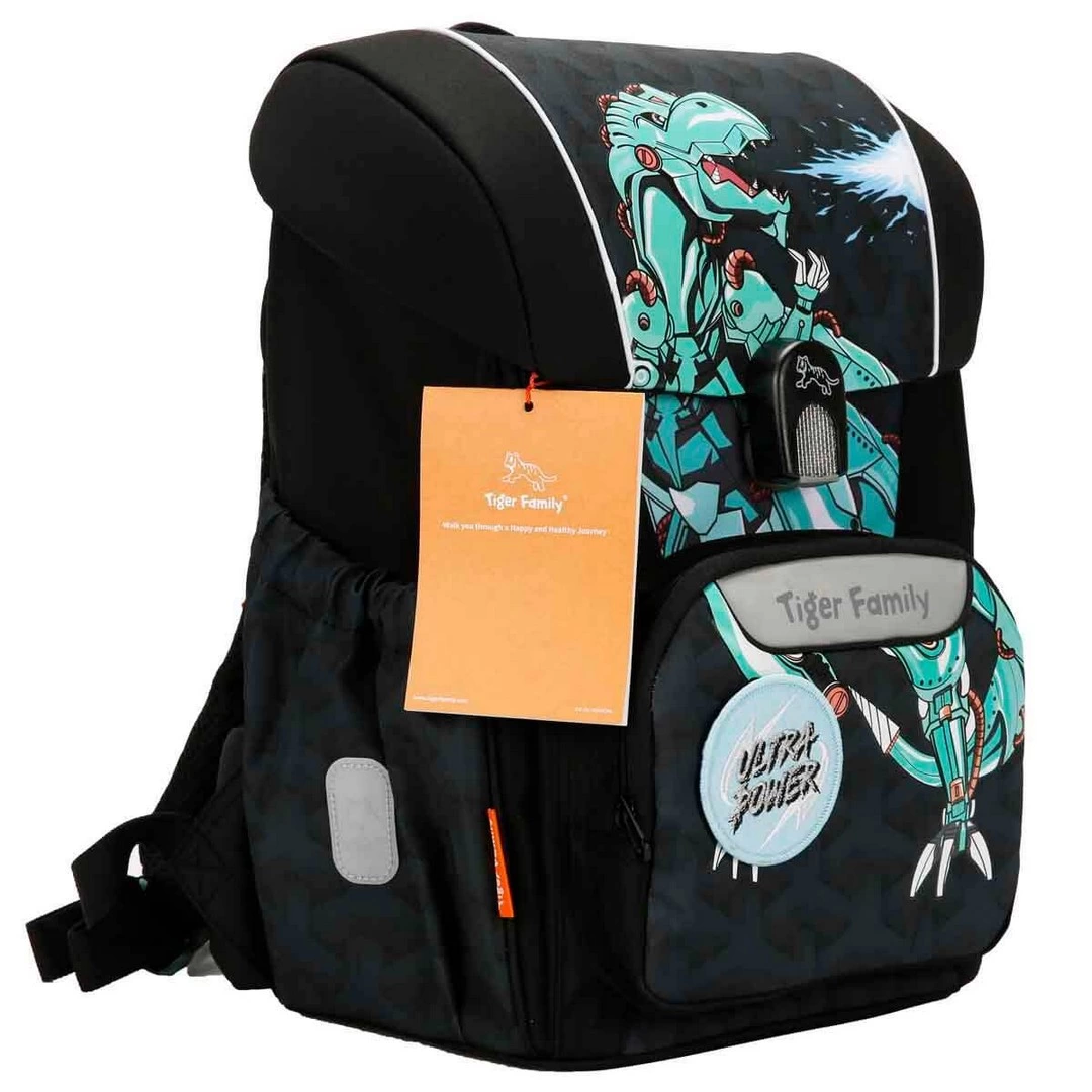 Dinosaur Patterned Black School Bag