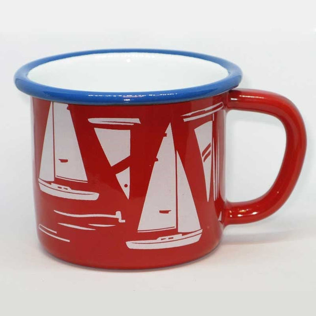 Enamel Mug Marine Sail Red