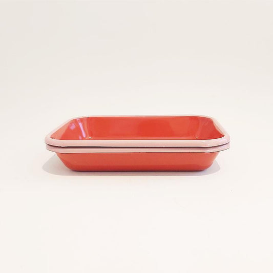 Enamel 22x16 cm 2-Piece Appetizer Plate Set Tile - Dark Pink