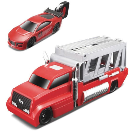 Maisto Burnin Key Car and Transporter Truck