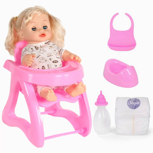 Maide Baby Wetting Her Bed With Her Hair in a High Chair