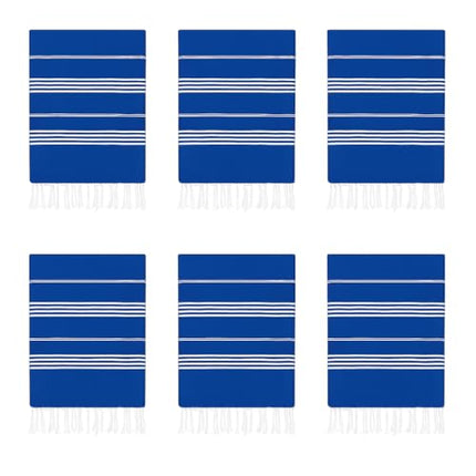 HAVLULAND Turkish Beach Towels Oversized -100% Turkish Cotton Super Soft Lightweight - Absorbent and Quick Drying Bath Towel - Sand Free Beach Towel - Turkish Towels for Adults (Blue, 6 Pack)