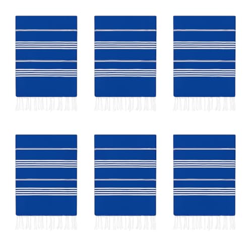 HAVLULAND Turkish Beach Towels Oversized -100% Turkish Cotton Super Soft Lightweight - Absorbent and Quick Drying Bath Towel - Sand Free Beach Towel - Turkish Towels for Adults (Blue, 6 Pack)